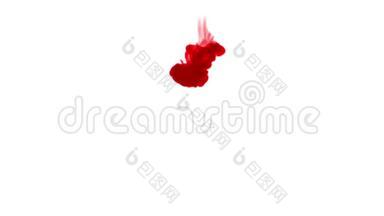 红墨水在白色背景上溶解在水中，用Luma哑光。 计算机<strong>仿真</strong>的三维渲染。 V3一个流量